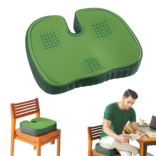 Image of The White Willow Coccyx Orthopedic Medical Grade Foam Seat Cushion for Lower Back Pain, Sciatica, Tailbone & Hip Pain Relief- Above 50Kg Body Weight, Car Seat Cushion, Green (18 inch L x 14 inch W x 3 inch H)