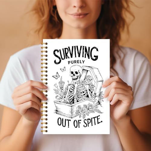 Carnet gothique à spirale avec motif squelette pour l'écriture et les notes de bureau - 7