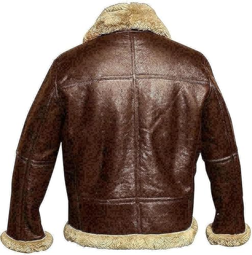 B3 Leather Jackets Bomber Shearling Sheepskin Aviator Winter Coat Flying Jacket3