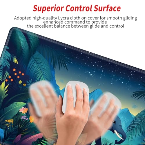 Image of Gaming Mouse Pad Large Mousepad Elephant Desk Mat XXL Big Desk Pad Rubber Base Computer Pad with Stitched Edges Mouse Mat for Work Game Home Office