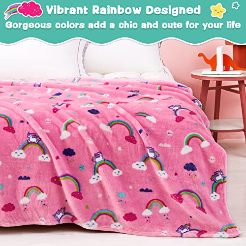 Lukeight Unicorns Rainbow Blanket For Girls, Unicorns Gifts For Girls, Soft Unicorns Kids Blanket For Birthday, Pink Girls Blanket With Vibrant Colors, Rainbow Throw Blanket, 50X60 Inches #TOP3