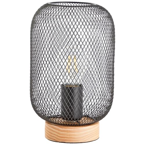 Lampe industriel E27 table de chevet salon métal bois Giada
