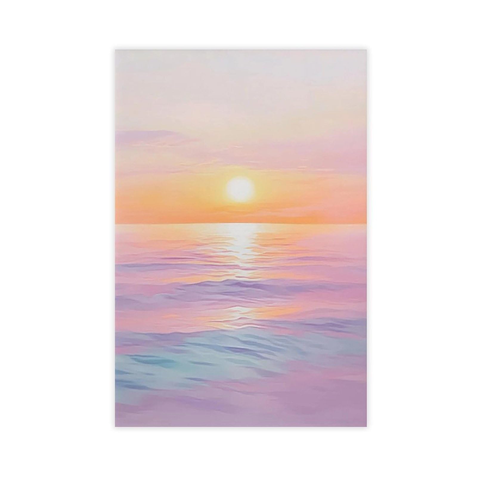 Bareronor Pastel Ocean Sunset Poster Canvas Poster Bedroom Decor Landscape Office Room Decor Gift 24" L X 36" W