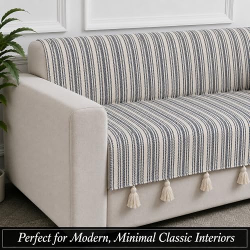 Image of STITCHNEST 'Nomad Weave Collection' 2 Seater Sofa Cover - Full Coverage| Elegant Jacquard Fabric, Decorative Tassels, Washable & Durable for Modern Living9