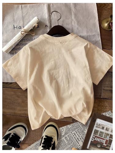 Image of RoseSeek Women's Graphic Letter Tee Crew Neck Drop Shoulder Trendy Summer T Shirt Short Sleeve Vintage Car Print Top