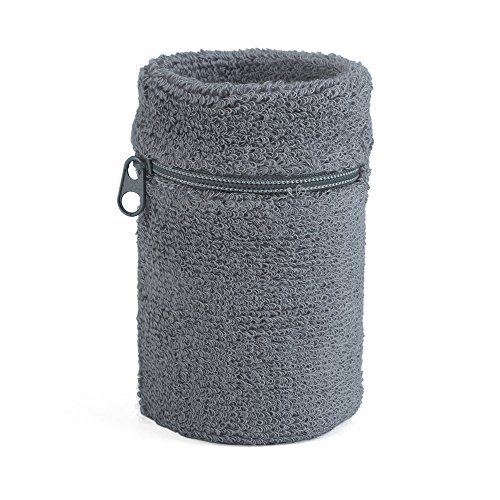 GOGO Thick Solid Color Wristband with Zipper / Wrist Wallet - Grey