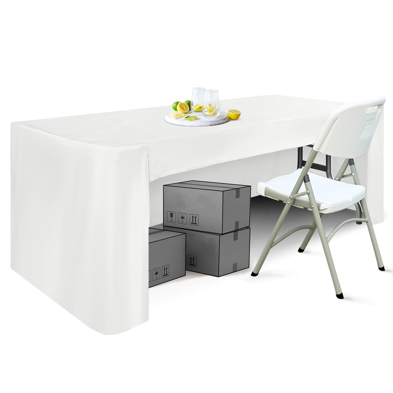 Abccanopy Pear White Kitchen Rectangular Stretchable Spandex Table Cover - 6Ft Tablecloth, Tight Fit For Wedding Banquet Trestle Table (White)