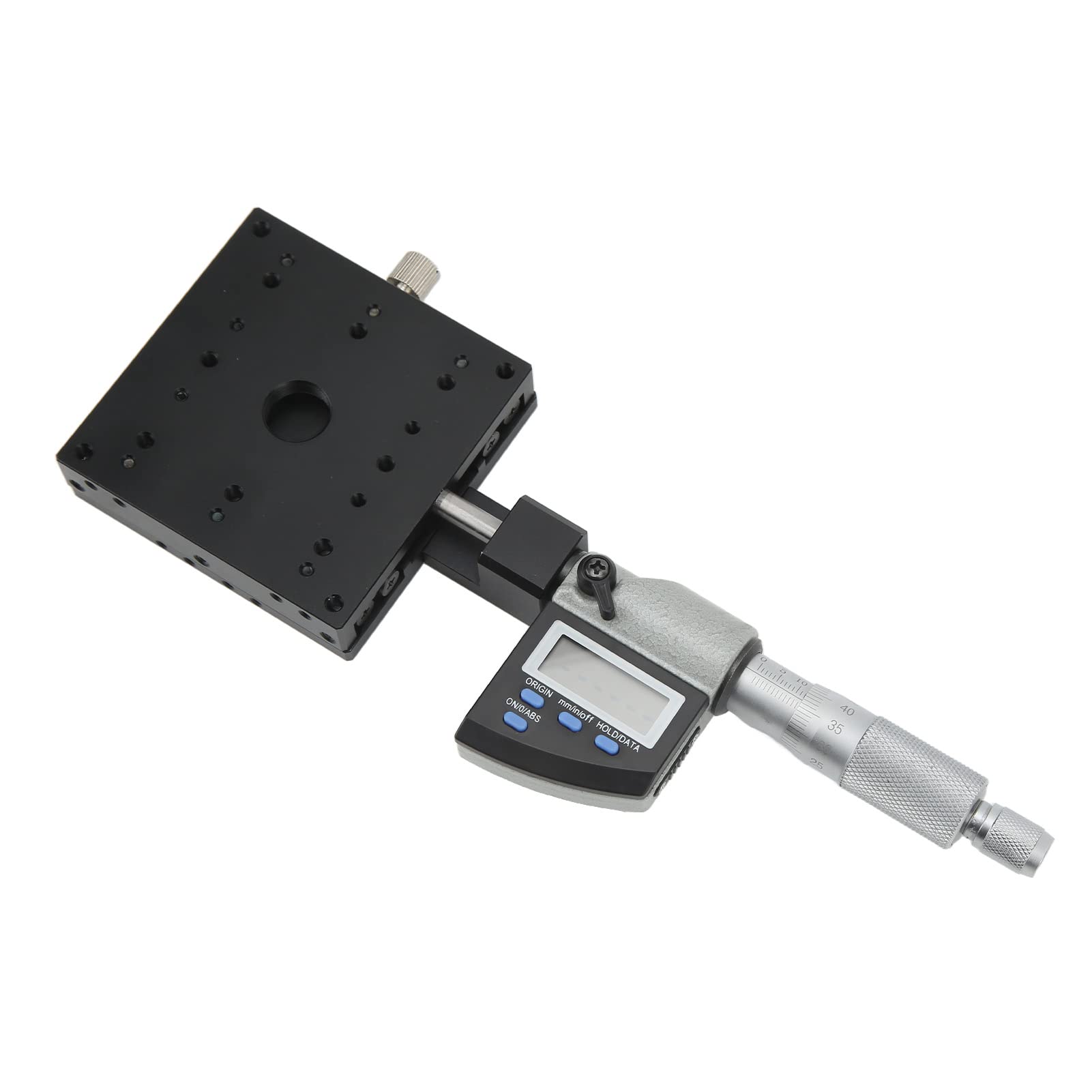 X-Achsen-Schiebetisch, Digitalanzeige-Mikrometer, manuelle lineare Feinjustierplattform, hochpräziser Trimm-Tisch aus Aluminiumlegierung 80x80mm für die optische Ausrichtung im Labor