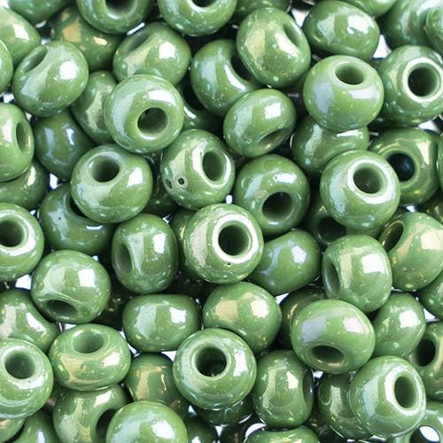 Preciosa Czech Seed Beads 32/0 (8mm) Opaque Medium Green Rainbow - 250g Bulk Bag Beads for Jewelry Making and Crafts