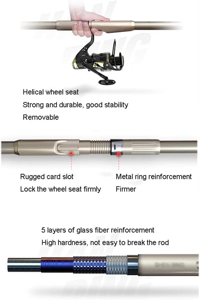 Canne à pêche rétractable avec moulinet rotatif 2.1m combo complet - 4