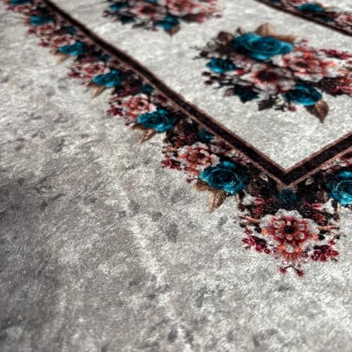 Image of Homerz Premium Centre Table Heritage Series Velvety Center Table Cover, Vibrant Royal Designs with Border Cutwork (Zarina, 36x54 inch - Center Table)