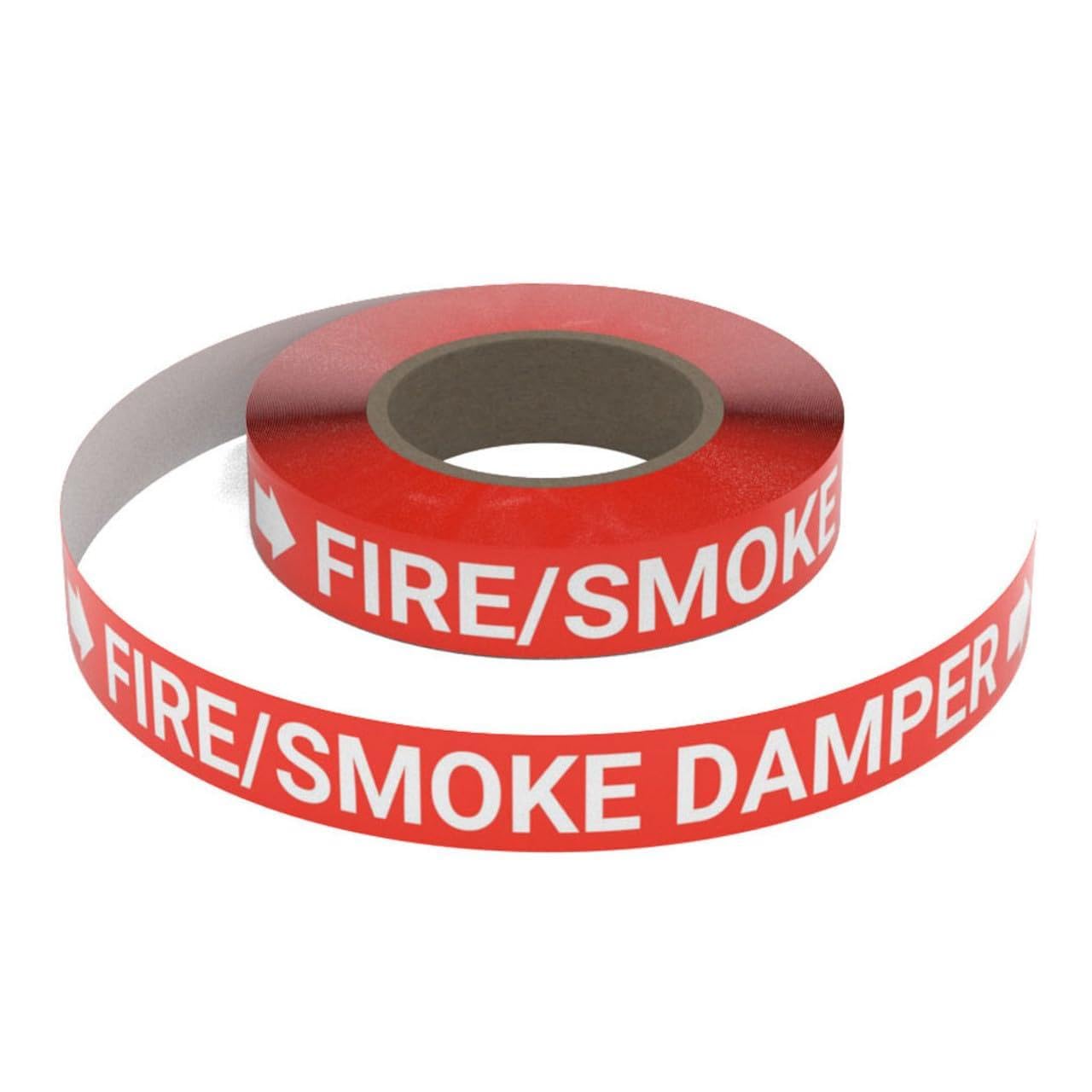 Fire/Smoke Damper (Red) SSINLINE Pipe Marking Roll - 1" x100' - Pipes 0.75" - 1.4" O.D. No Arrows