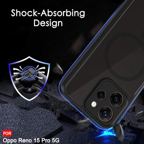 Image of TheGiftKart Hybrid Shockproof Back Cover Case for Oppo Reno 15 Pro 5G Compatible with MagSafe | Hard Back Cover Case for Oppo Reno15 Pro 5G (PC & TPU, Translucent Smoke Matte Back, Black Sides)
