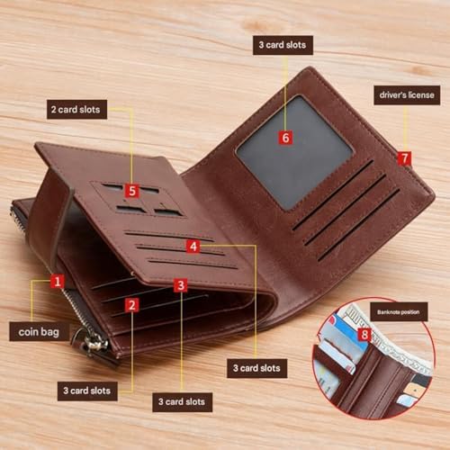 Peachloft Wallets,Peachloft Mens Wallet,Rfid Blocking Bifold Wallet,Genuine Leather Multi-card Zipper Pocket Anti-Theft Coin,14 Card Slots (Pink)3