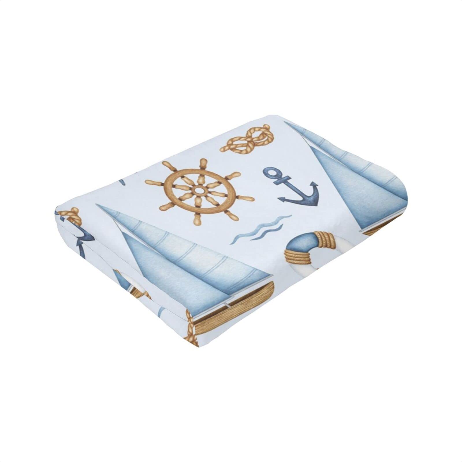 Feelyou Flanell-Fleece-Decke Mit Anker-Motiv – 101,6 X 127 Cm, Nautisches Design, Für Sofa & Bett