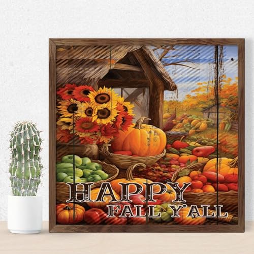 Panneau de citrouille moderne 30,5 cm en bois véritable avec motif d'automne élégant