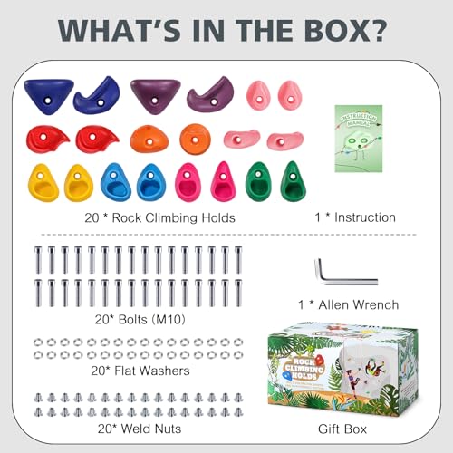 Image of 32Pcs Rock Climbing Holds for Kids, Climbing Wall Grips for Playground