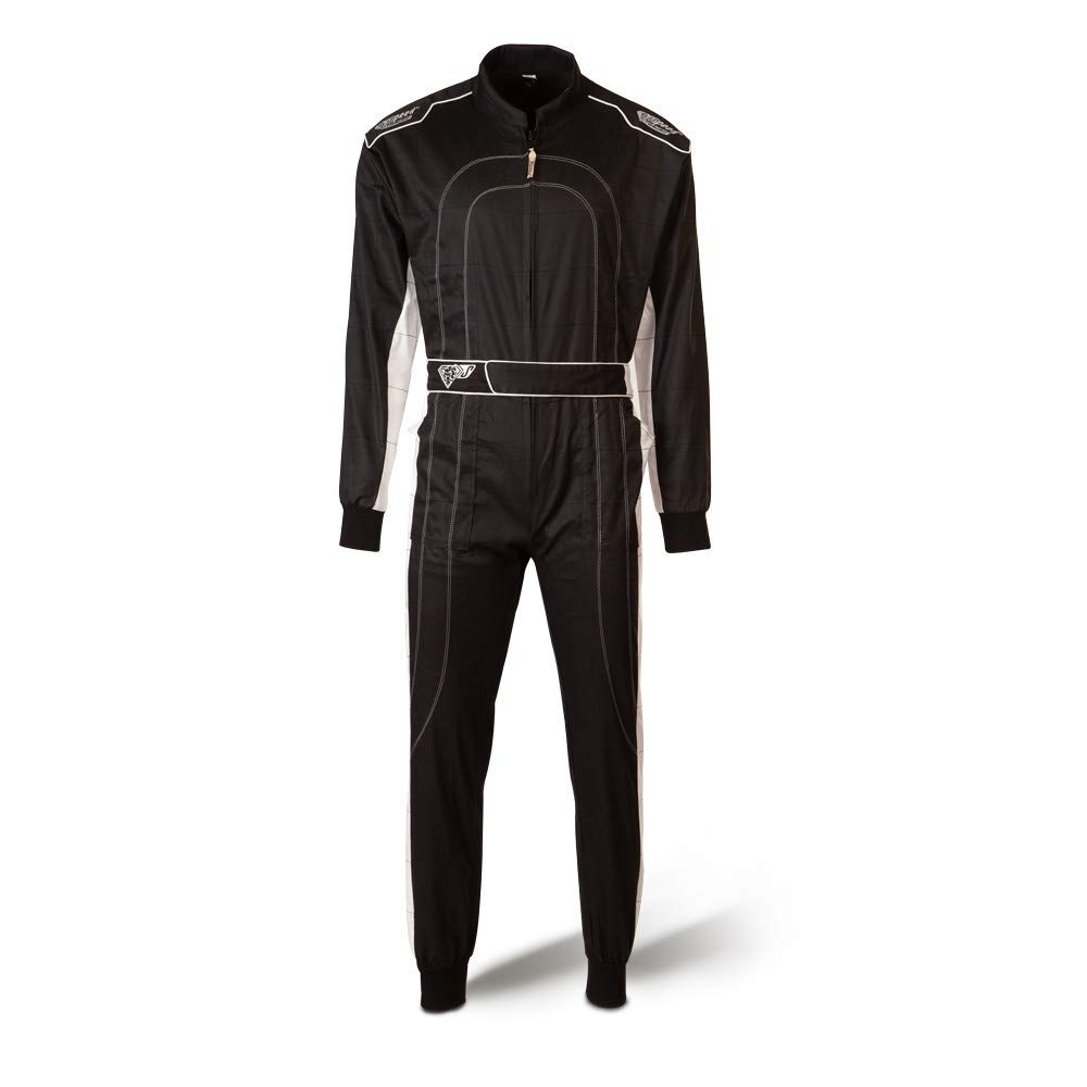 Karting Overall - Black/White - Modern Design - Karting Suit - Racing Suit (160)