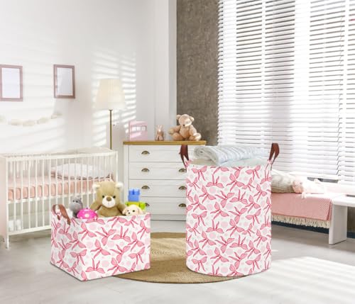 Image of Bowknot Waterproof Laundry Hamper, Baby Nursery Hamper, Clothes Organizer Basket, Room Decor with Portable Design and Foldable (Pink Bowknot)