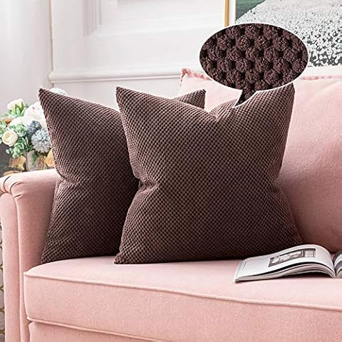 MIULEE Soft Fundas granulado Fundas para Cojines 2 Piezas Café Cover