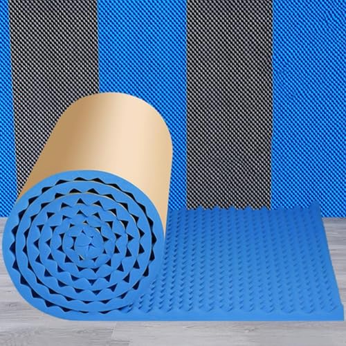 JvFbjLF Pannello da Parete in Schiuma di Cotone for Isolamento Acustico 1x5m/3.28x16.4ft, Pannelli acustici autoadesivi for Macchina for Tubi da Studio Domestico(Blue,3cm/1.18in Thick)
