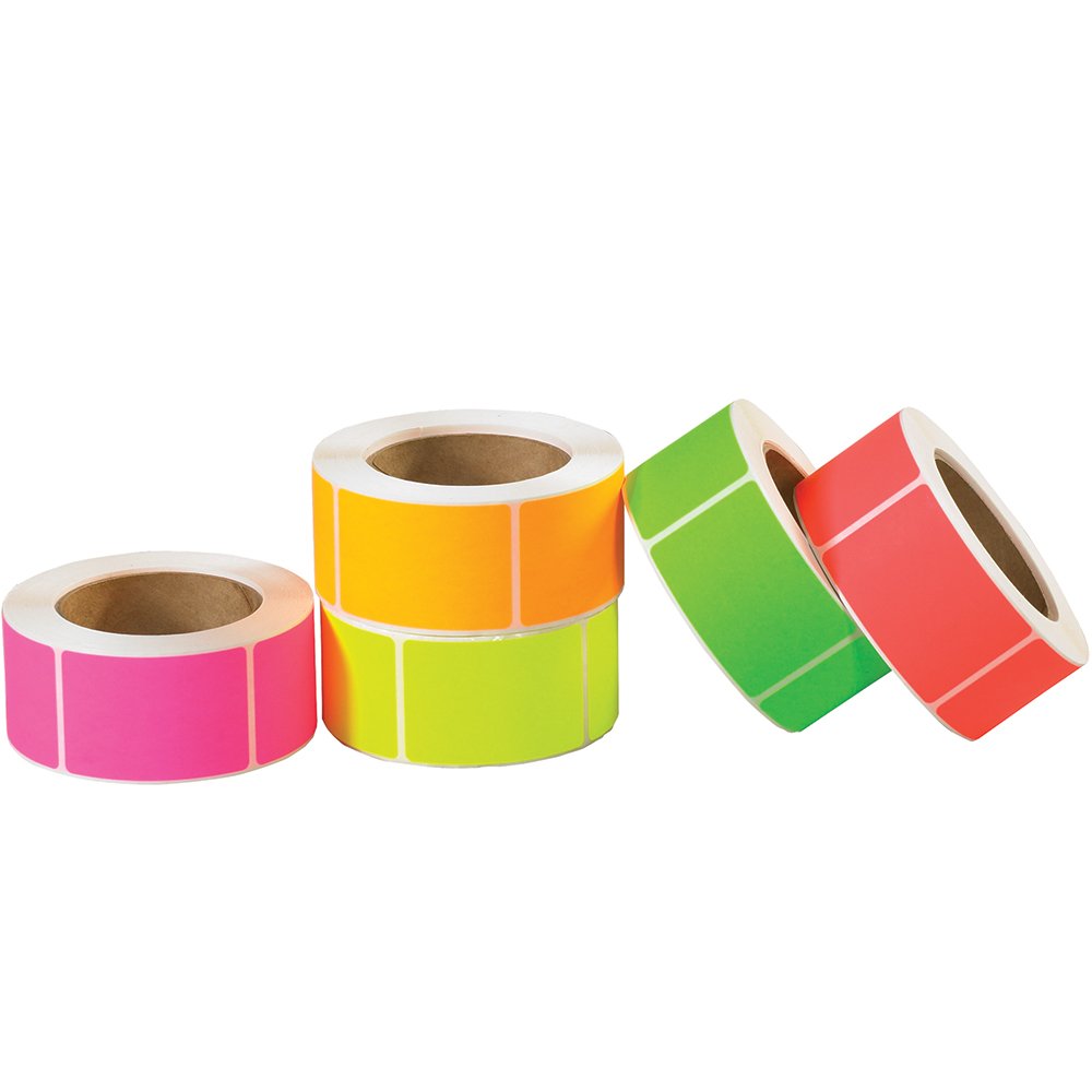 Tape Logic 2 x 4" Fluorescent Packs Inventory Rectangle Labels