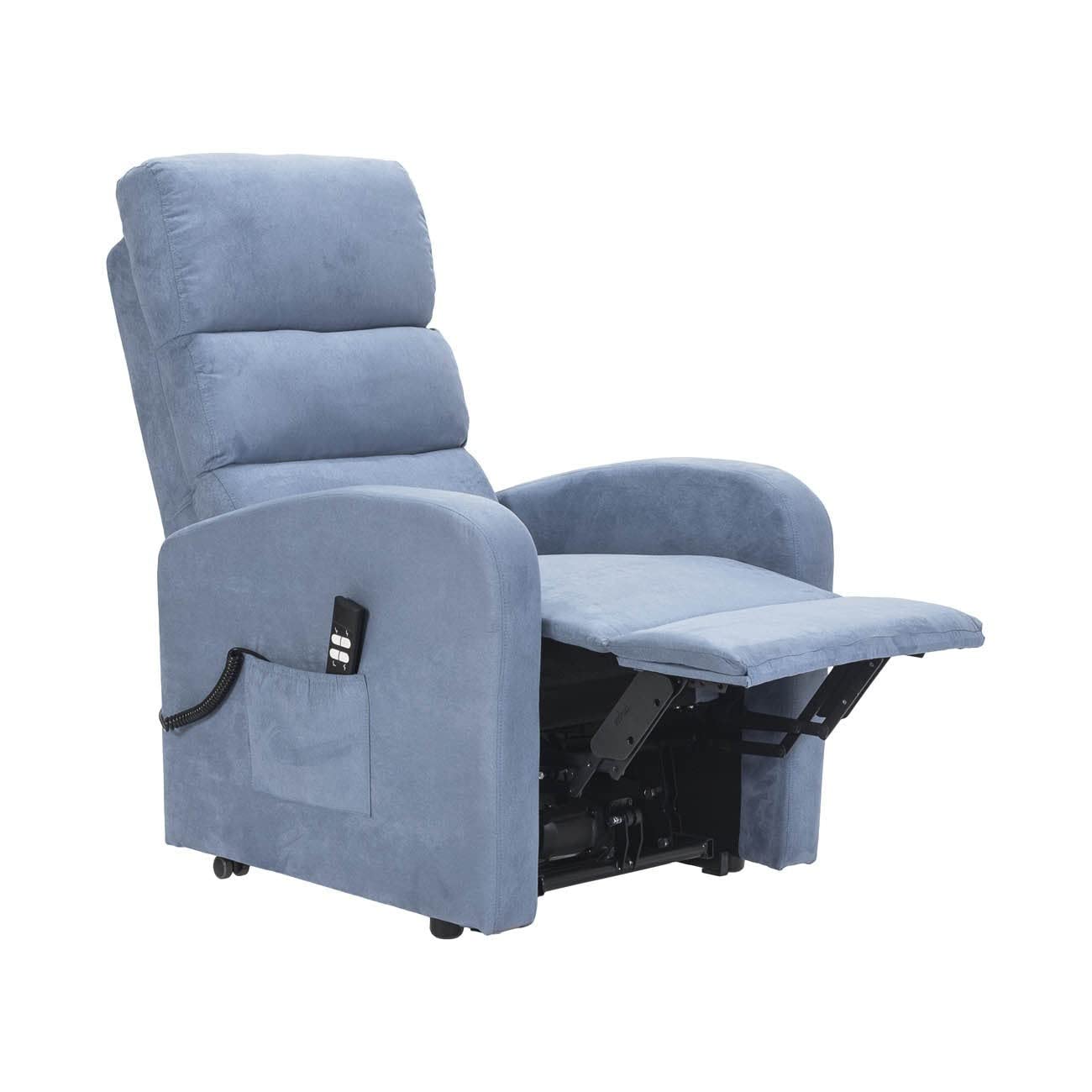 SIME Robin1 Poltrona Alzapersona reclinabile Detraibile 19% Kit 4 ruote seduta micromolle schienale fiocco poltrone elettriche poltrone relax Azzurro