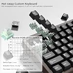 Womier 75% Mechanical Keyboard Wireless with Wood Natural WD75 V2 QMK/VIA | Gaming Creamy Keyboard 8000mAh Battery, Tri-Mode Key Board RGB Hot Swappable with PBT Keycaps-POM Linear Switch,Black