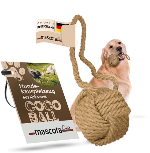 mascota casa - Natürliche Hundeseil Spielzeug aus 100% Kokosfaser – Nachhaltiges Kauspielzeug, Zahnpflege-Support beim Zahnwechsel, Robustes und Umweltfreundliches Hundespielzeug (Coco Ball, Large)