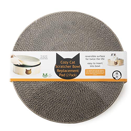 Image of Necoichi Cat Scratcher Bowl Replacement for Indoor Cats - Cat Scratching Lounger with Reversible Usability and Extra Comfort for Lounge, Cardboard Bed Couch / (Regular, Oak)