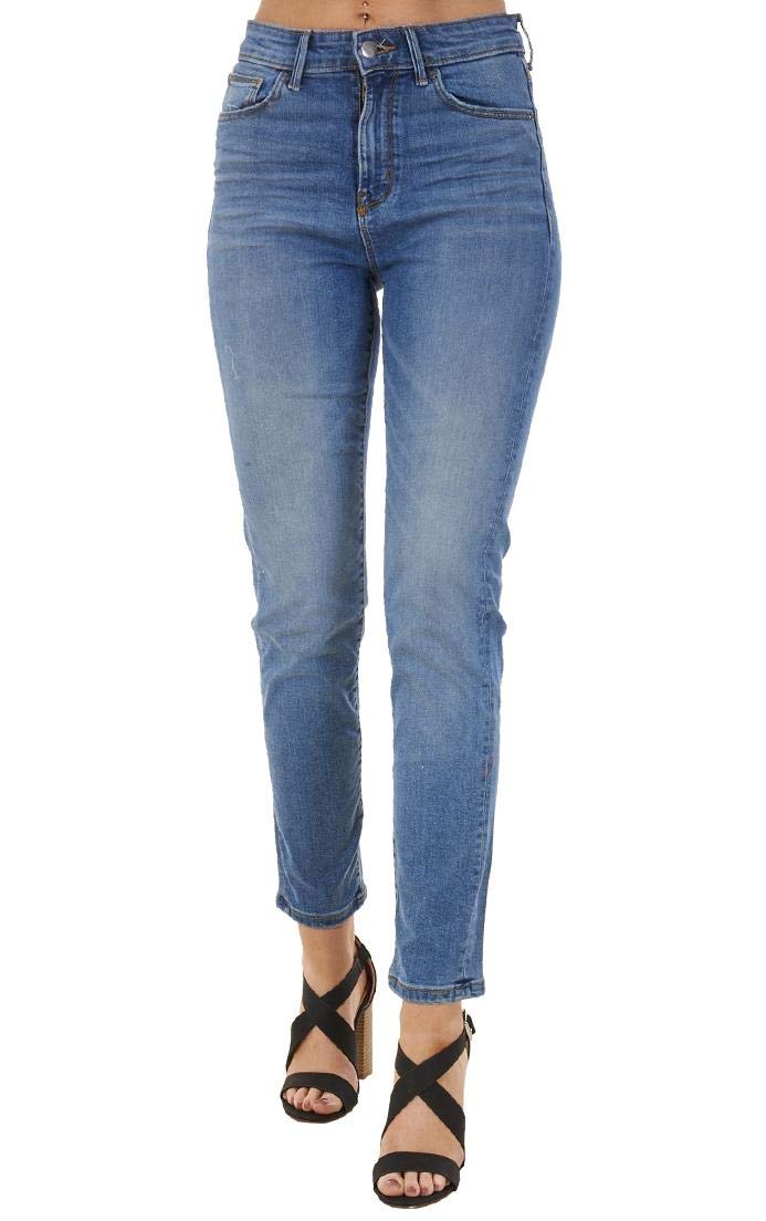 Ladies Mid Rise Denim Slim Cotton Rich Women Stretch Cigarette Jeans