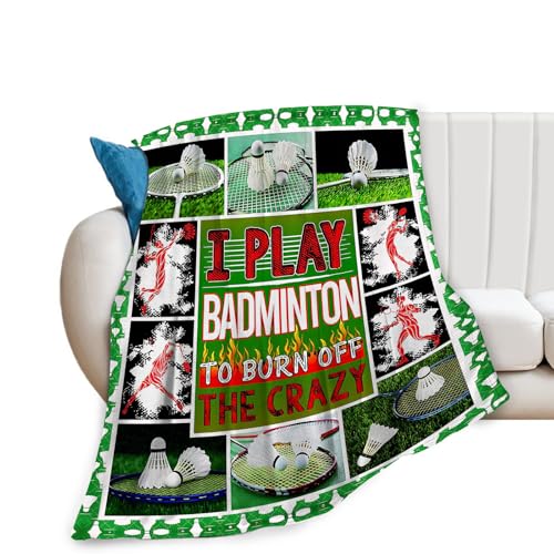 Badminton Blanket Badminton Throw Blanket Super Soft Warm Fuzzy Cozy Plush Flannel Fleece Bedding Blanket Sport Gift Decor Stuff for Birthday Women Man Girls Boys Kids Adult Bed Sofa Couch 50