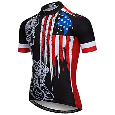 Weimostar Men's USA Cycling Jersey Short Sleeve Biking Shirts Breathable with Pokects Black Size M Cover