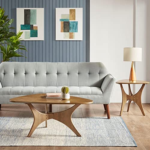 Image of INK+IVY Blaze Triangle Wood Triangle Sofa Table Plywood with Wood Veneer Legs, Mid-Century Modern, Easy Assembly, Accent Furniture For Living Room, Minimalist Decor, Light Brown