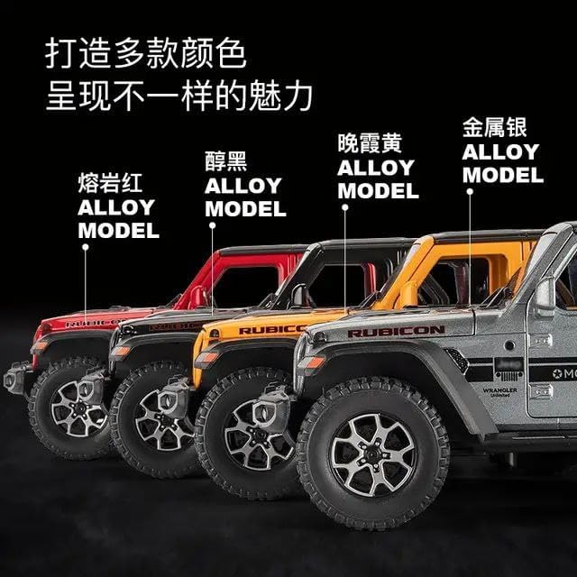 Image of Metal Pull Back Diecast Car 1:32 Wrangler Rubicon Jeep Pull Back Car Model with Sound Light Boys Gifts Toys for Kids【Pack of 1】