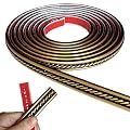Peel and Stick Molding Trim Self Adhesive Flexible Wall Trim Crown Molding 3D Strip for Tile Wood Wall Panels Picture Mirror Frame Border Edge Corner Ceiling Wallpaper Decor (Black Gold, 120in)
