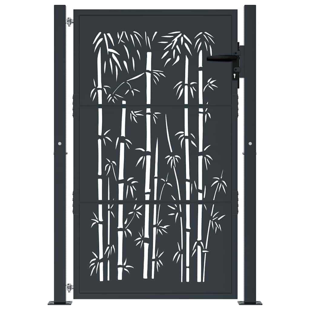 Brama ogrodowa antracyt 100 x 125 cm z bambusowej stali ocynkowanej