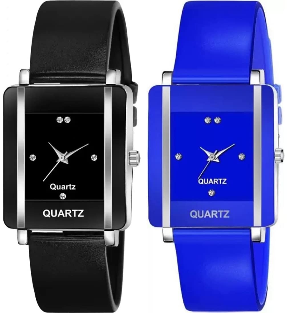 Acnos Polyurethane Premium Brand Black Dial And Blue Square Analog Watches Pu Belt Watches For Girls Watches For Women Pack Of 2, Black Band (B0BD1V32PF) Amazon Price History, Amazon Price Tracker