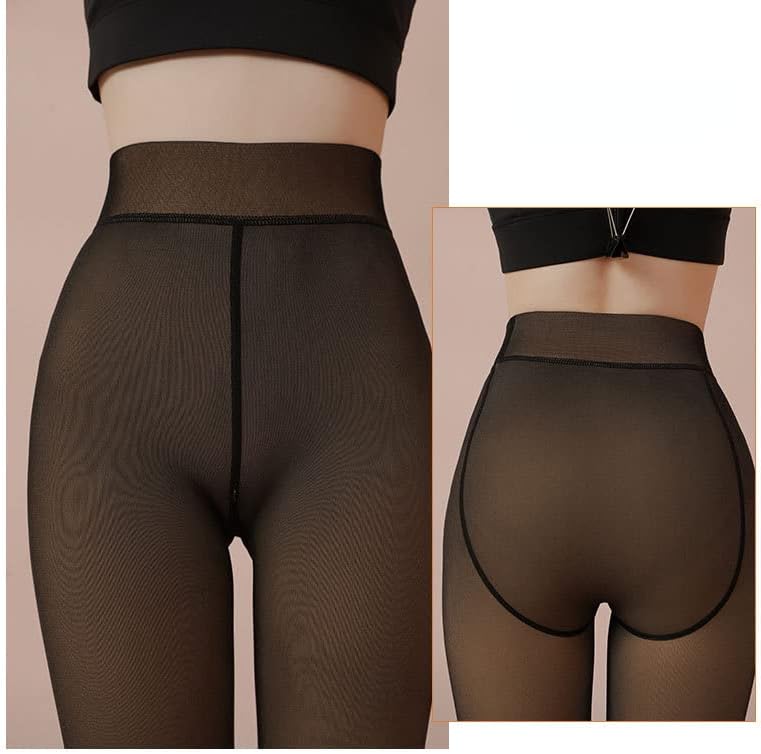 Miniatura 6 de CYee Medias con forro polar para mujer, cálidas y translúcidas, térmicas de cintura alta, medias traslúcidas