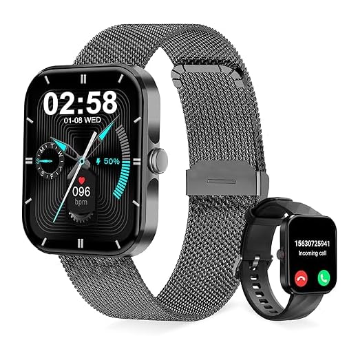 AEGTVA Smartwatch,1.91" Reloj Inteligente Hombre con Llamadas Bluetooth- Pulsera Inteligente, Rastreador de Actividad Impermeable IP68, para iPhone Andriod(Negro)