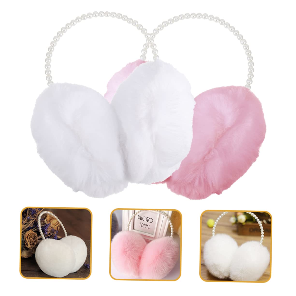 SOIMISS 4pezzi Paraorecchie Peluche Colorati Protezione Invernale Per Orecchie Accessorio Caldo e Carino Per Attività All Aperto Adatto Per Adulti