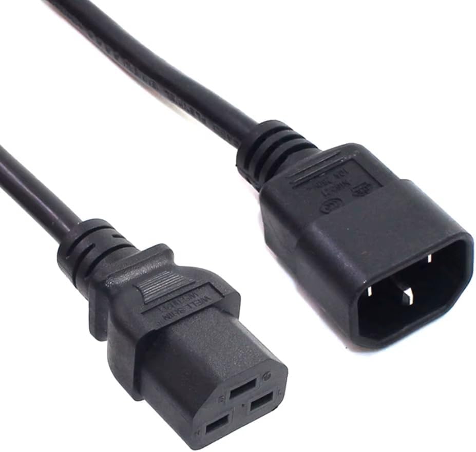 IEC-320 Power Extension Cord, C14 to C21（Compatible with C19）, 16A/110-250V, 16AWG, 3 Core, Black (C14 to C21, 16ft/5m)