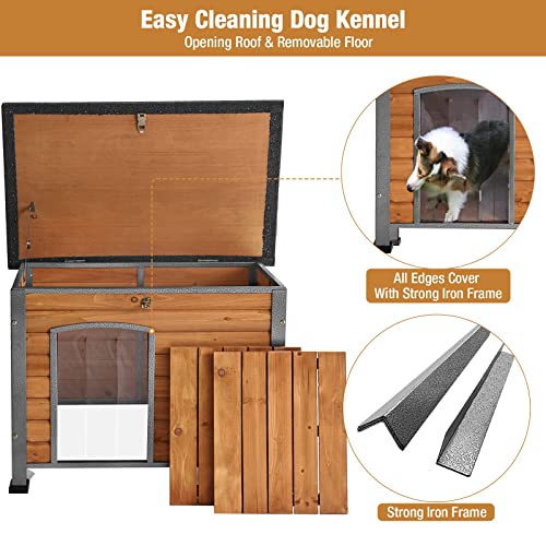 Dog House for Small to Large Sized Dogs, Indoor Outdoor Doghouse Puppy Shelter with Elevated Floor Durable Waterproof Dog Kennel, Dog Home with Iron Frame - Anti Bite - Image 4