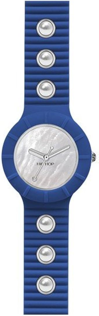 Orologio HIP HOP donna PEARLS quadrante bianco e cinturino in silicone,  glam blu, movimento SOLO TEMPO - 3H QUARZO : Amazon.it: Moda