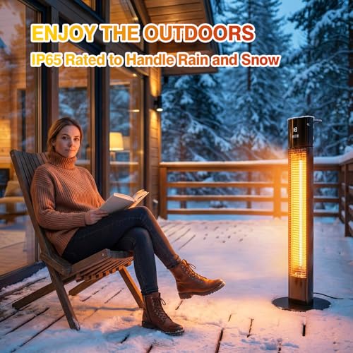Image of Portable Outdoot Electric Heater, Infrared Patio Heater for Outdoor /Indoor Use, garage heater electric, 1500W, BLACK