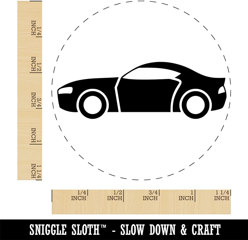 Sports Car Muscle Hot Rod Automobile Vehicle Self-Inking Rubber Stamp Ink Stamper for Stamping Crafting Planners - 1-1/2 Inch Large - Blue Ink