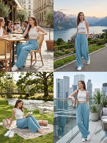 Image of GRECIILOOKS High Waist Polycotton Trousers for Women - Flared Parachute Pants with Side Pockets | Casual Travel Cargo Pants (Available in Plus Size and Value Pack)