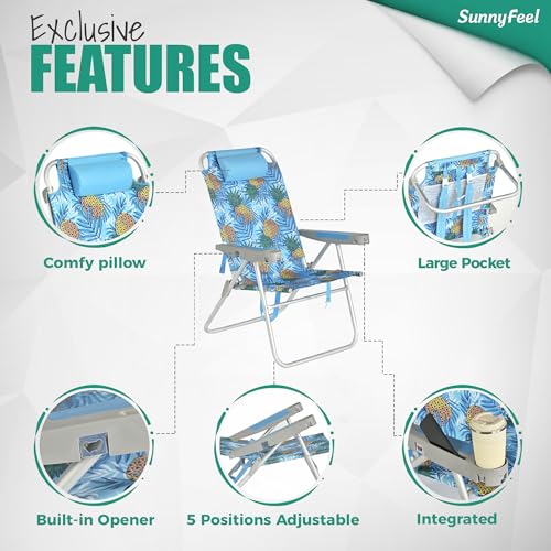 Image of SUNNYFEEL Tall Beach Chair for Adults, High Back High Seat Folding Chairs