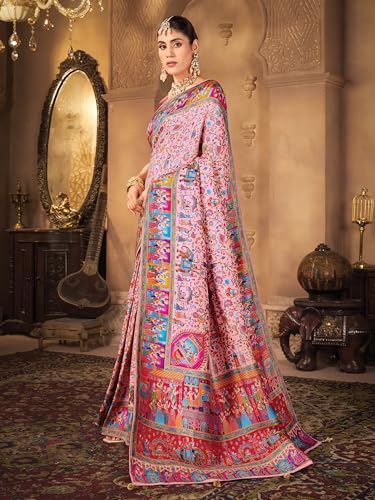 Image of Glory Sarees Women's Luxurious Dola Pure Silk Original Saree Position Print Work Madhubani Inspired Motifs Banarasi Kanjivaram Style Saree With Blouse Piece (Elegant101 Parent)
