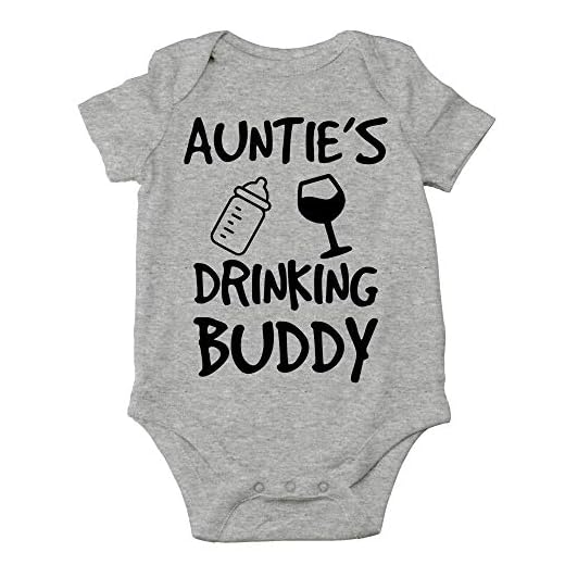 CBTwear Auntie's Drinking Buddy - My Aunt is The Best - Cute Infant One-Piece Baby Bodysuit (6 Months, Heather Grey)
